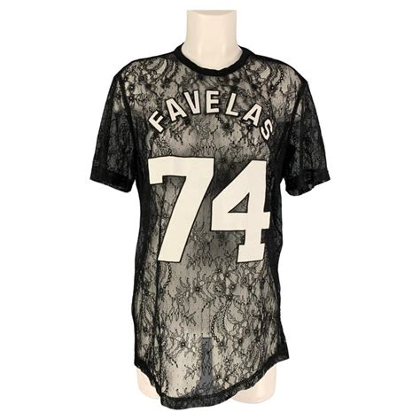 favelas 74 t shirt givenchy|GIVENCHY Fall 2014 Size S Black White Favelas 74 Lace Crew .